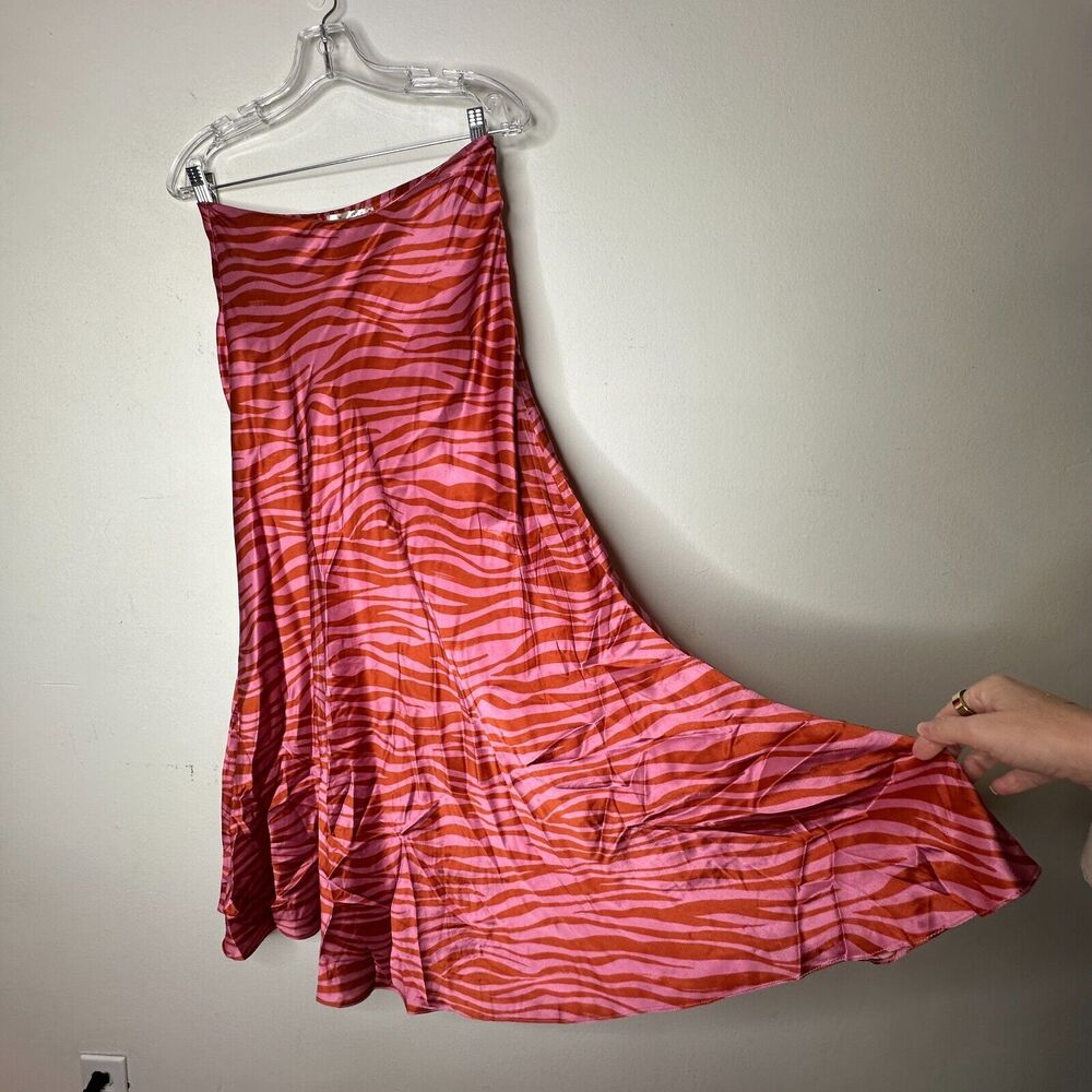 Monika Rust Orange Pink Patti Animal Print Maxi Skirt 100% Pure Silk XS - Picture 2 of 14